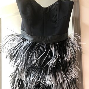 MILLY ostrich feather & lambskin leather dress